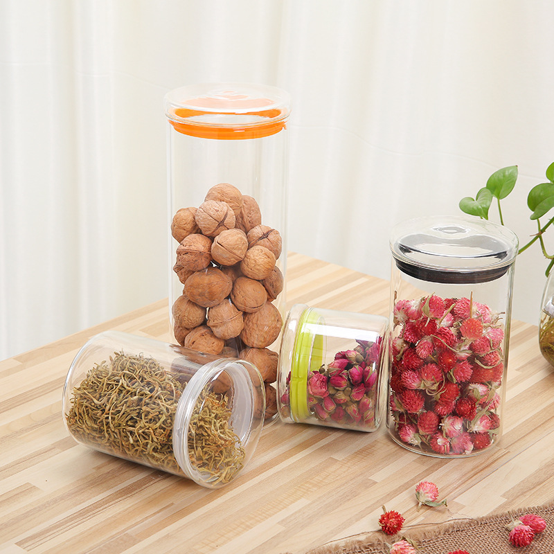 High borosilicate glass storage jar with glass lid glass food storage jar glass kitchen canisters