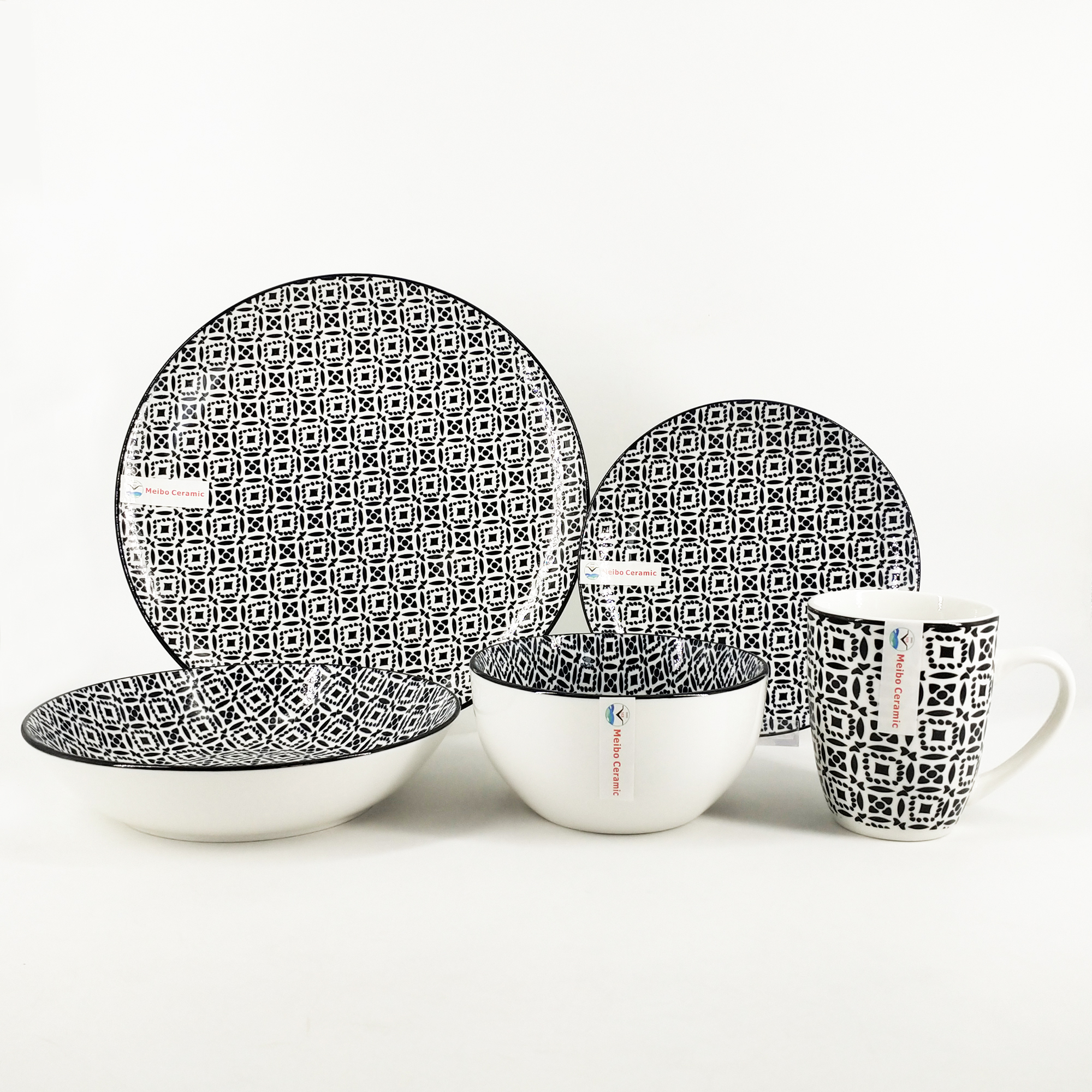 2020 popular porcelain dinner set with inside pad printing