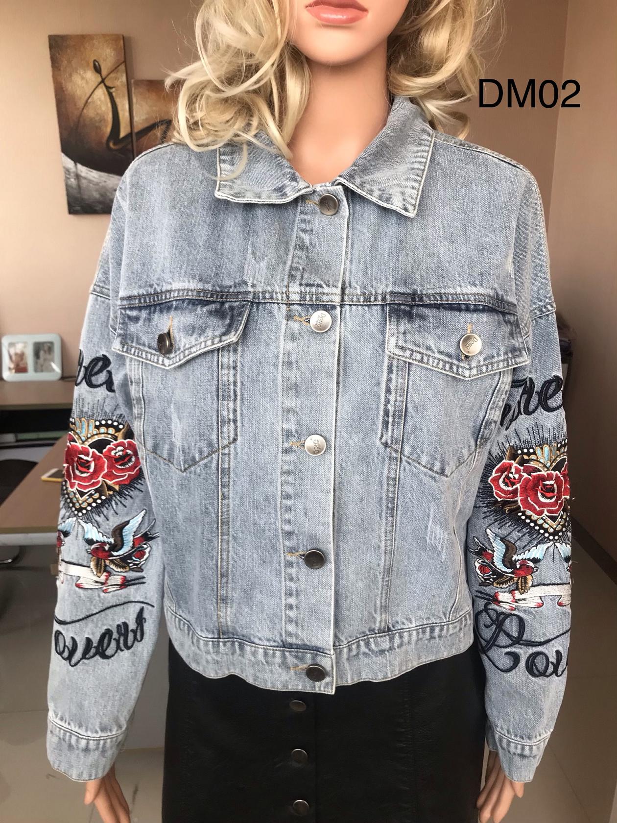 Ladies Print Embroidered Beaded Denim Jacket