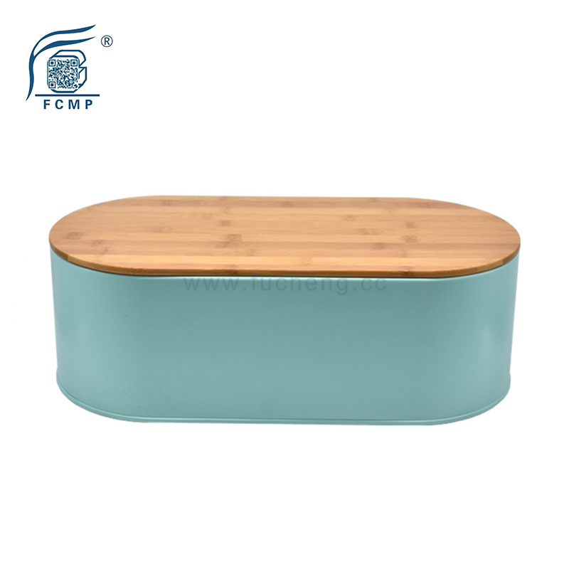 bamboo lid carbon steel bread box