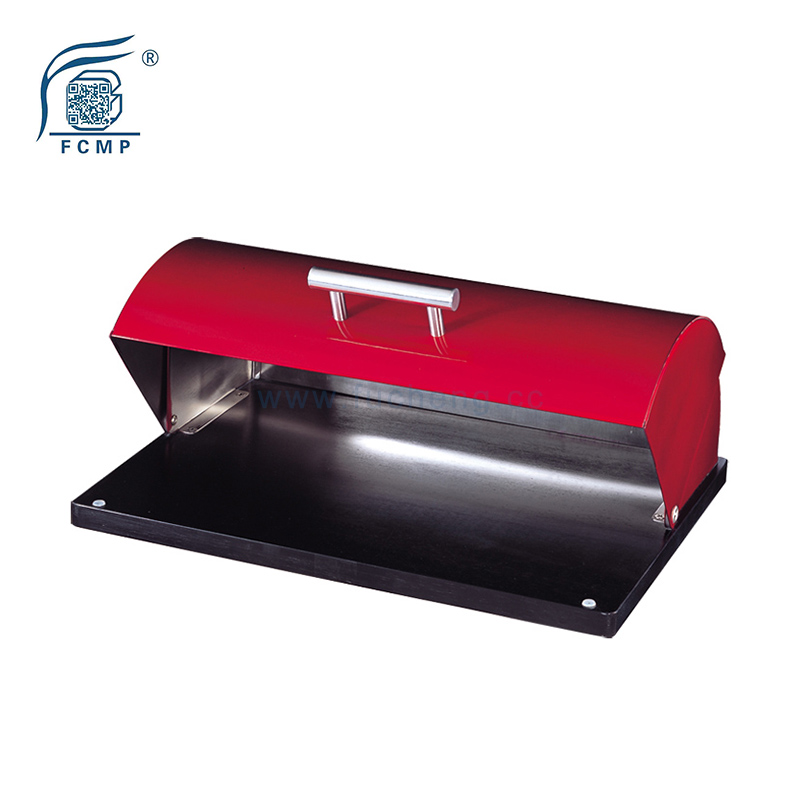 Roll top stainless steel bread box
