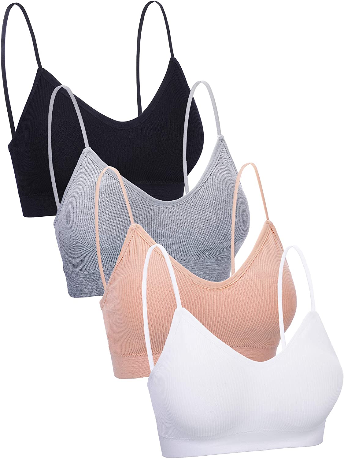 V Neck Cami Bra Padded Seamless Bralette Straps Sleeping Bra for Women Girls