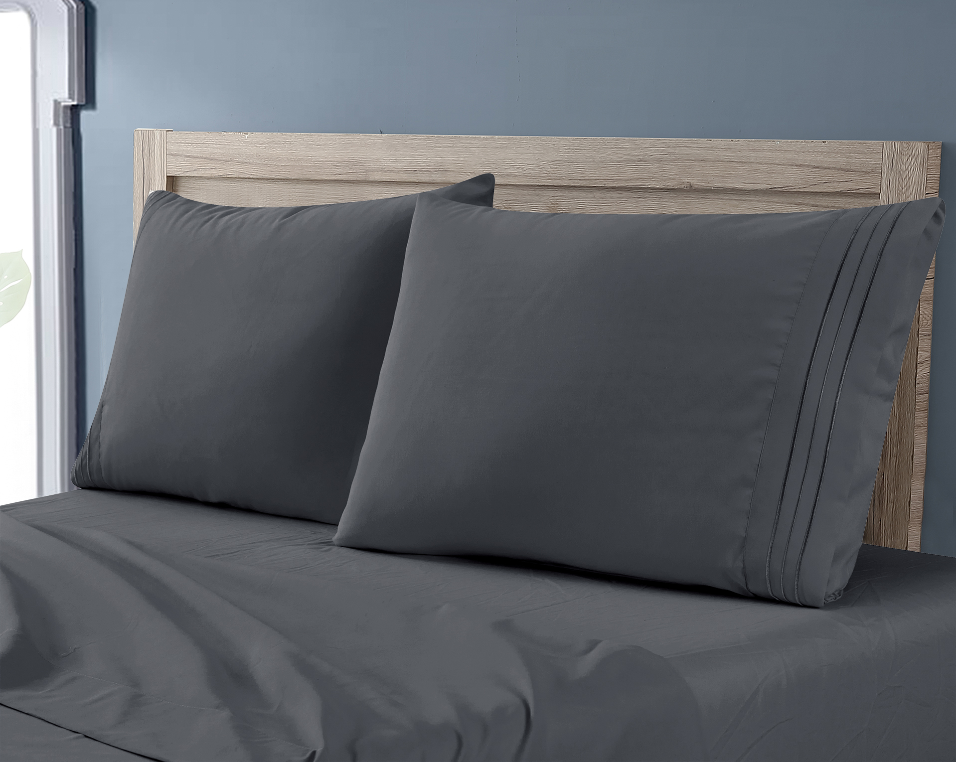 4pcs microfiber 3 line embroidery sheet set