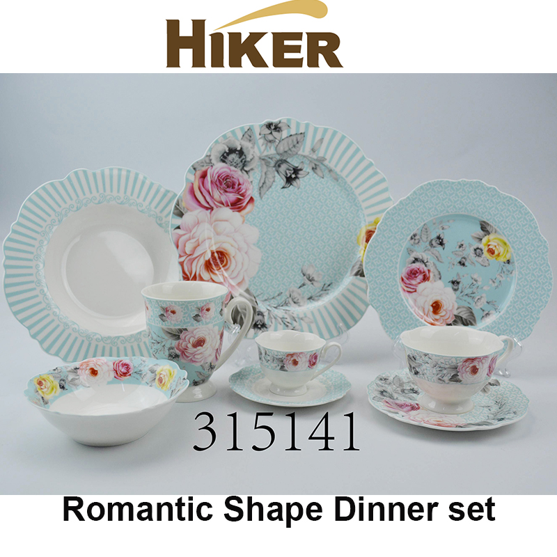24pcs New Bone China Romantic Shape Dinner Set
