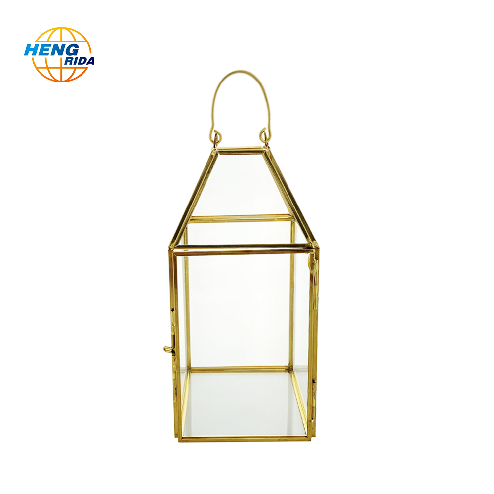 Copper Polyhedron Prism Glass Geometric Terrarium Glass Plant Hanging Terrarium