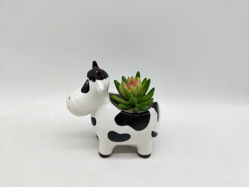 3D ceramic flower pot with fake plant
