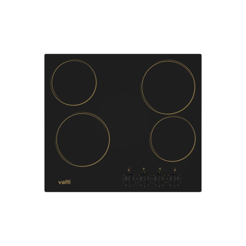 Vatti Chinabest ER4601K Electric Cooktop, thermomate 600mm 24 Inch Built-in Radiant Electric Stove Top, 240V Ceramic Electric Stove with 3 Burners, 9 Heating Level, Timer & Kid Safety Lock, knob control