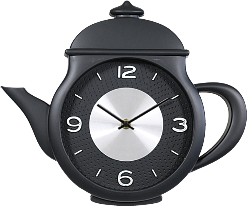 Wall clock; quartz clock; best sale; Kitchen clock; teapot; teacup; plated; gift; creative clock; aluminium; hot stamp