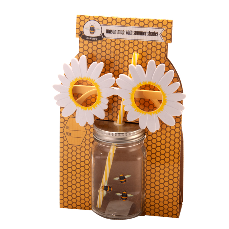 Mason Jar Mug with Sunglass