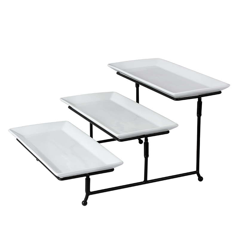 S/4 3PCS RECT PLATE WITH RACK, porcelain,durable,tableware,kitchenware, hotelware，oval，rack ，sets/3，sets/4，plate，rectangular， dinnerware