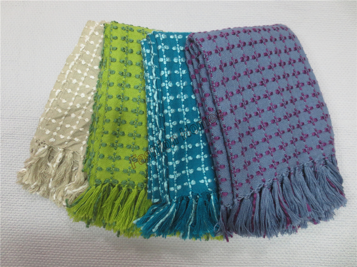 100% acrylic Geometric bodkin Woven blanket
