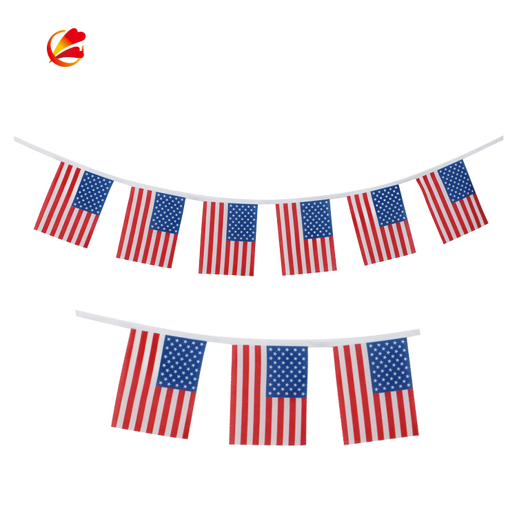 Party home decoration colorful string flag custom design digital screen fabric print string flag wholesale