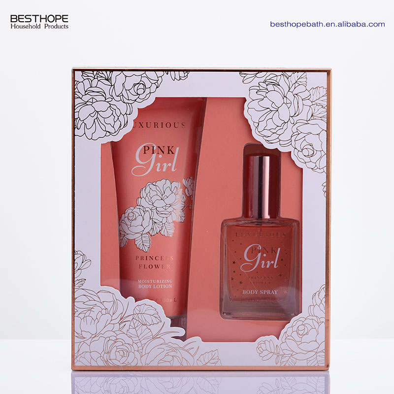 OEM ODM fragrance body lotion and perfume mist bath gift set