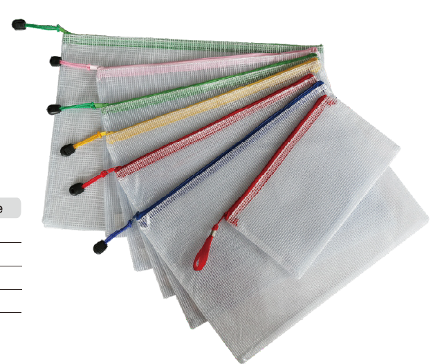 0)PVC Mesh zipper bag file organizer make-up bag school file folder