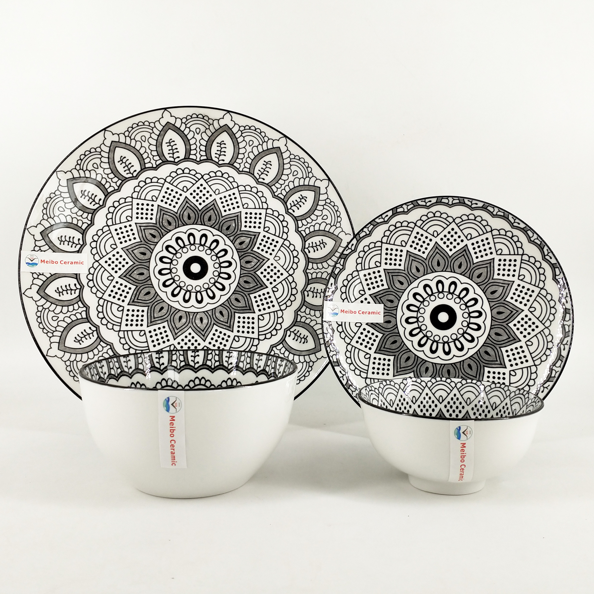 Classical retrol porcelain dinner set with inside pad printing