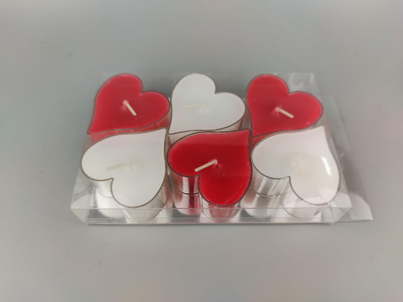 S/6 heart candles in PC cup