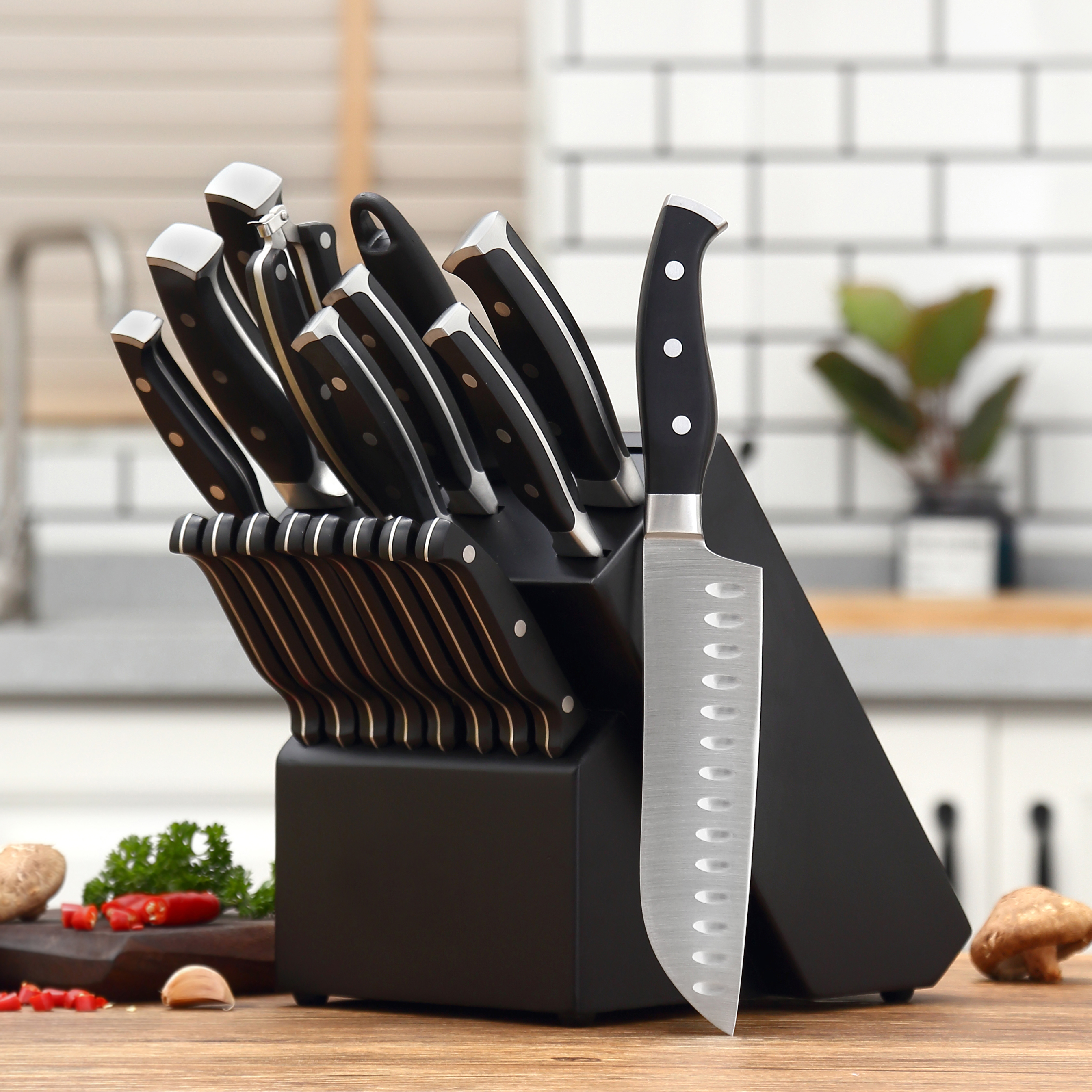 AH01-ABS 19pcs ABS handle kitchen knife set