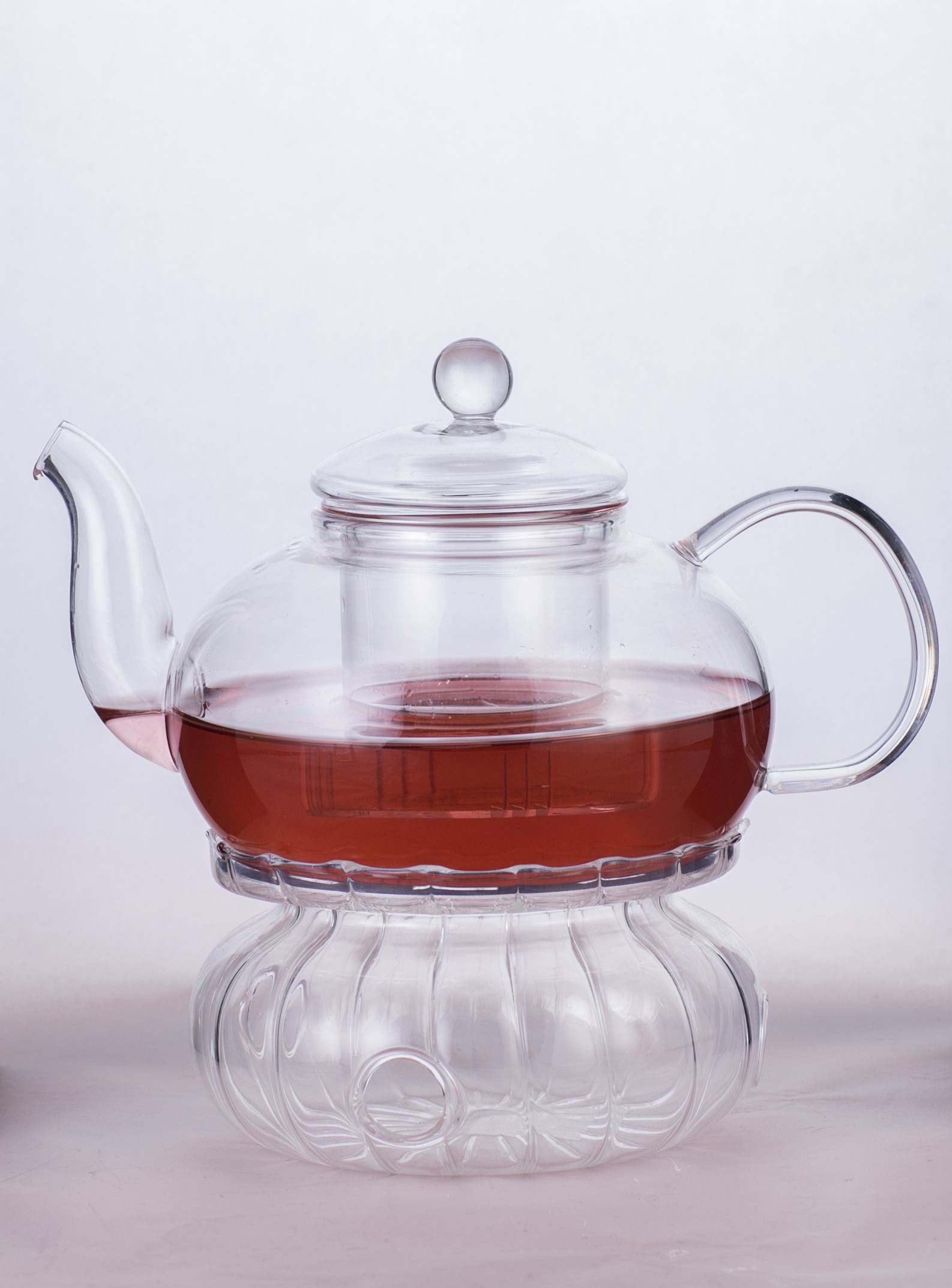 Classical Shape High Borosilicate 500ml Glass flower tea pot for cooking tea with warmer REACH standard Dishwasher Safe