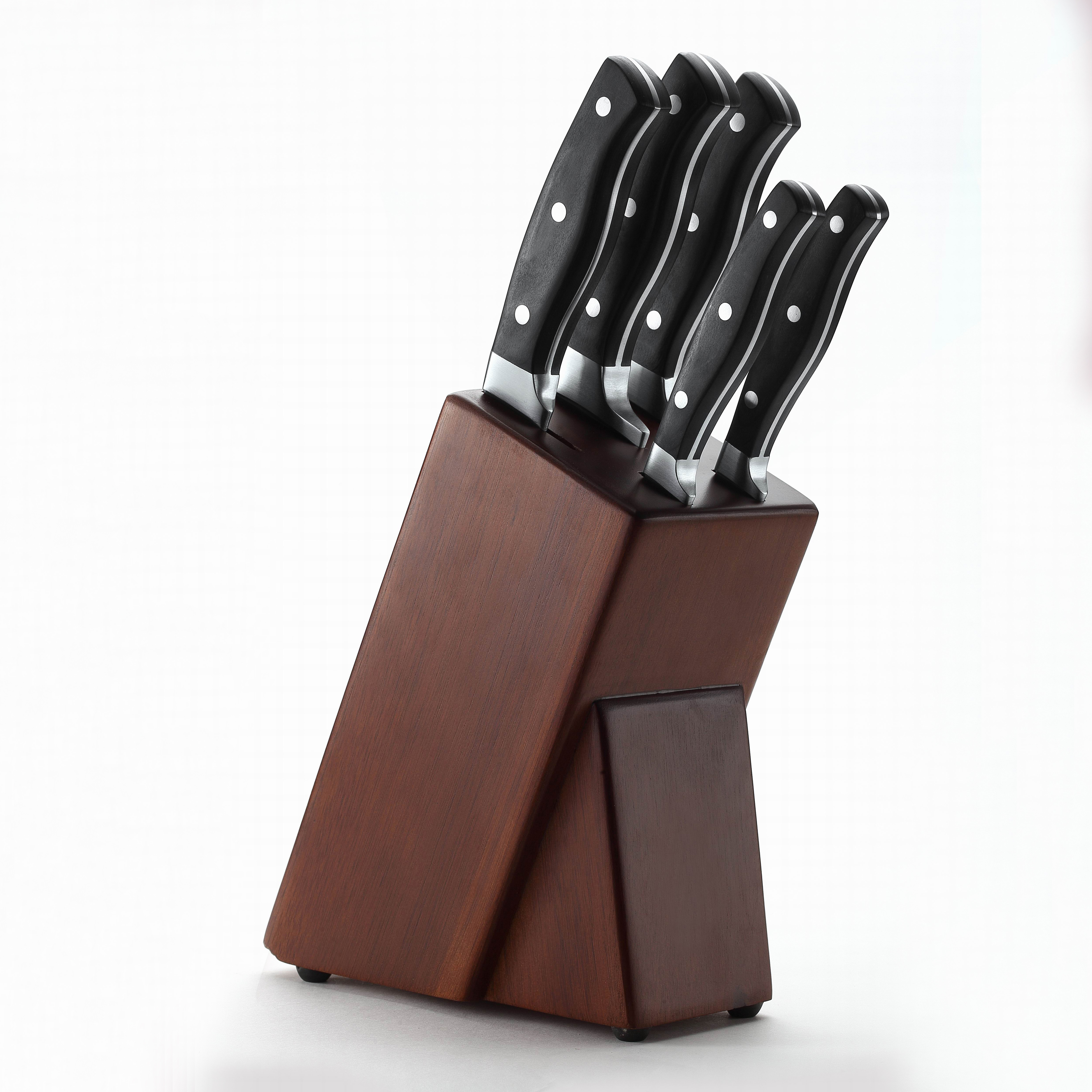 AH07 5pcs black pakka wood handle kitchen knife set