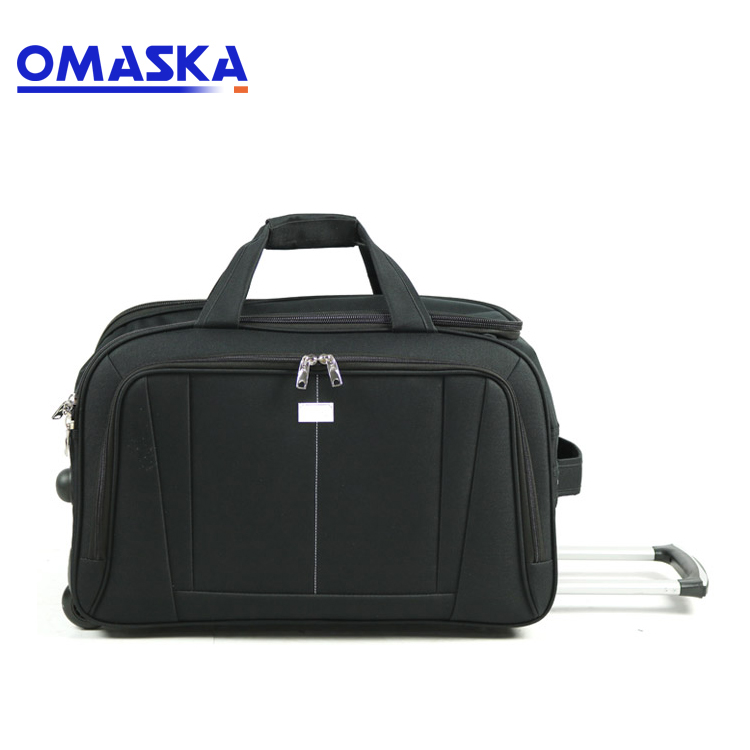 -1-Wholesale hot selling custom mens 600D fabric polyester travel trolley duffle bag with 2 wheels