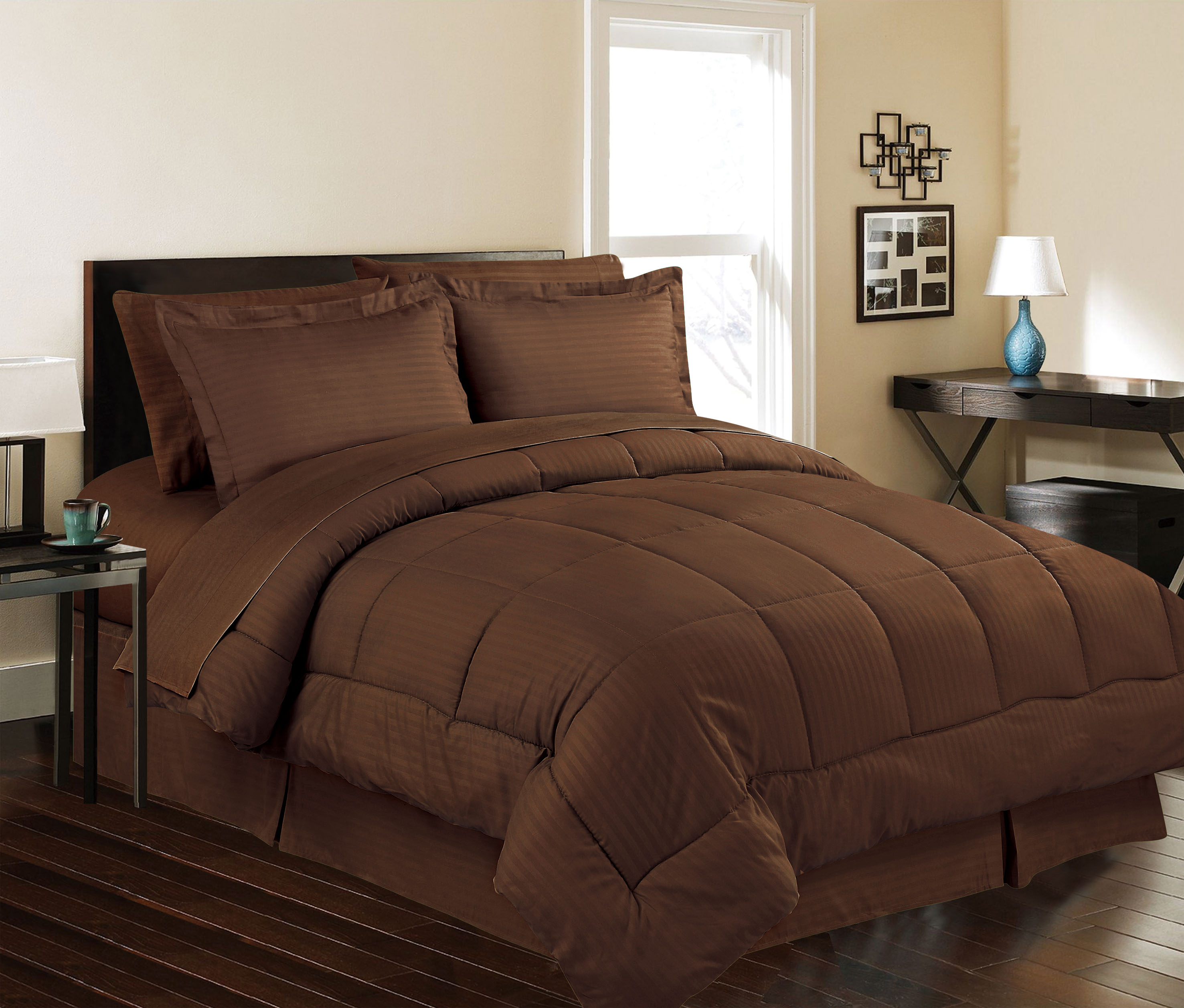 Embossed Design 8 Piece Microfiber Comforter Set100% Polyester