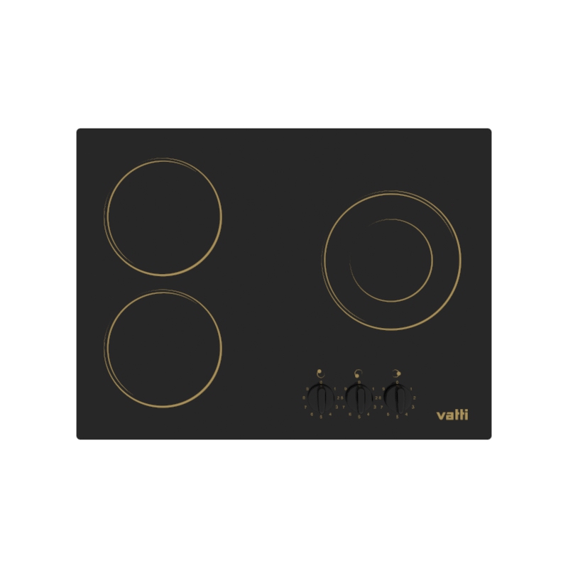 Vatti Chinabest ER4606T Electric Cooktop, thermomate 600mm 24 Inch Built-in Radiant Electric Stove Top, 240V Ceramic Electric Stove with 3 Burners, 9 Heating Level, Timer & Kid Safety Lock, Sensor Touch Control