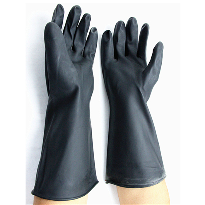 Sun brand black latex industrial chemical resistant rubber gloves
