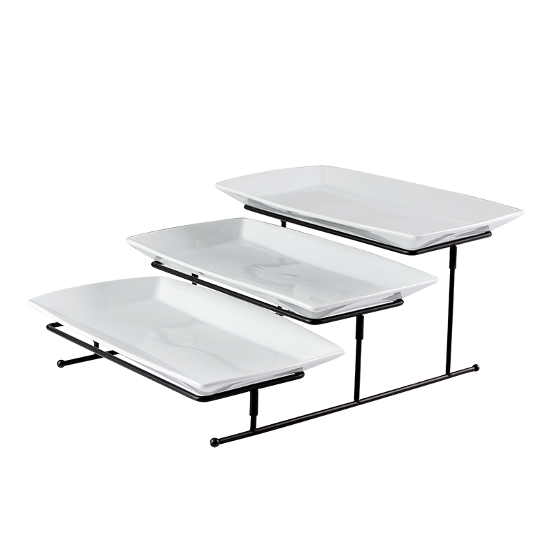 S/4 3pcs Rect Plate With Rack