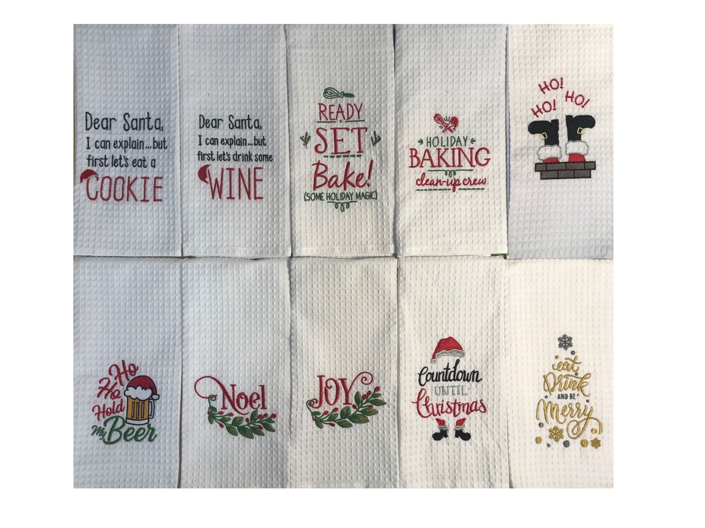 Embroidery Waffle Kitchen Towel