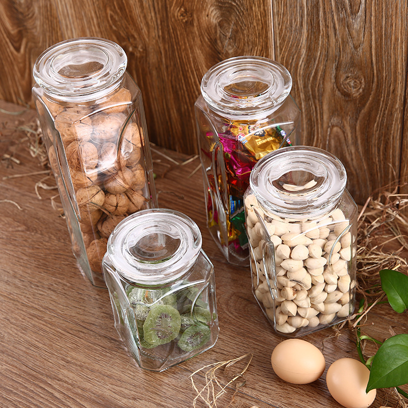 New glass storage jar with glass lid glass sugar jar glass tea jar glass food storage jar