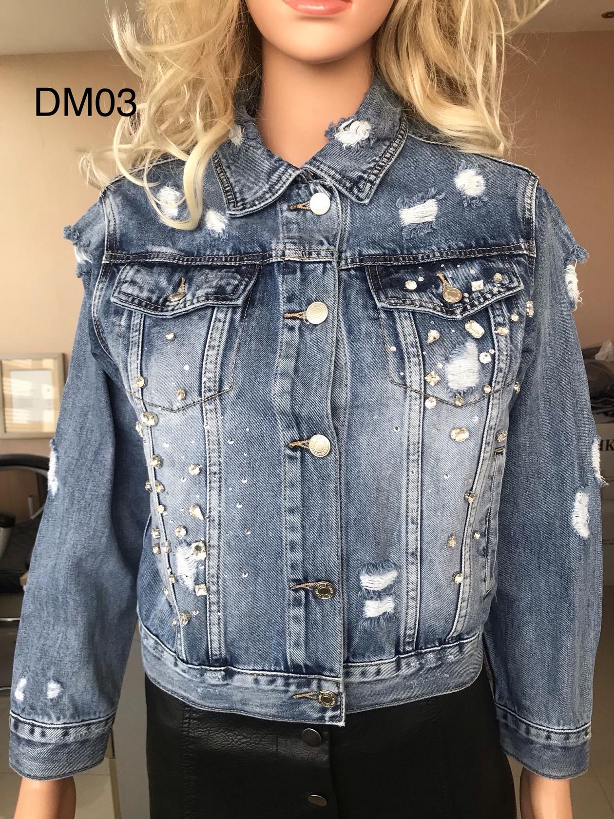 Ladies Print Embroidered Beaded Denim Jacket