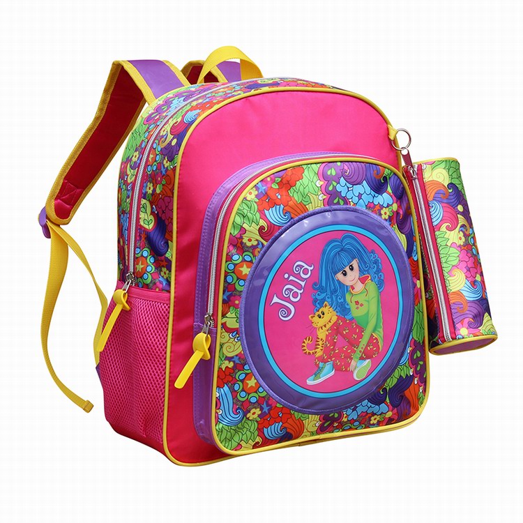 Cute cartoon kids school backpack with pencil bag