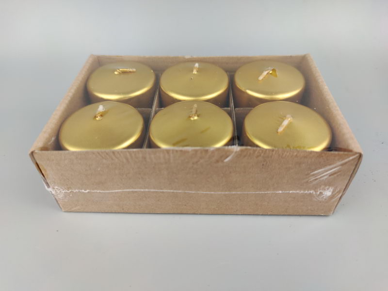 S/6 over-dipping pillar candles, metallic lacquer