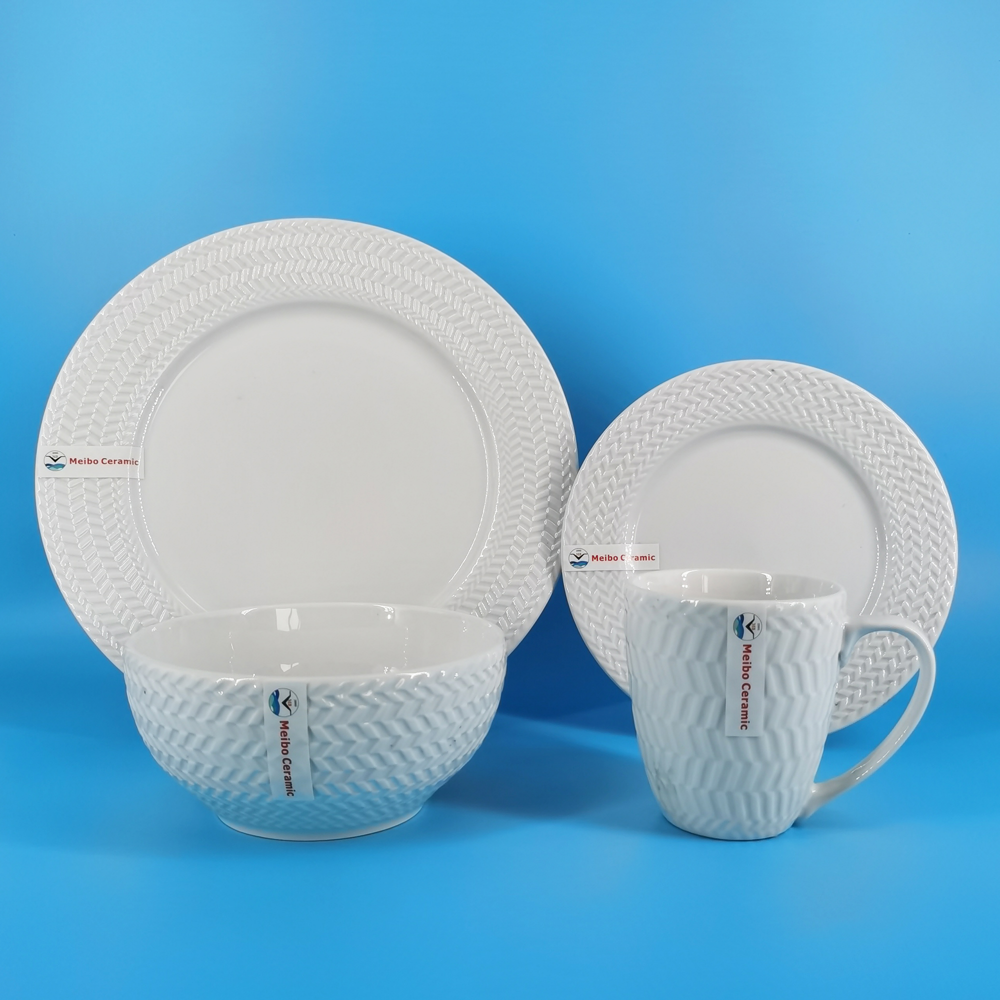 classic porcelain embossed dinner set