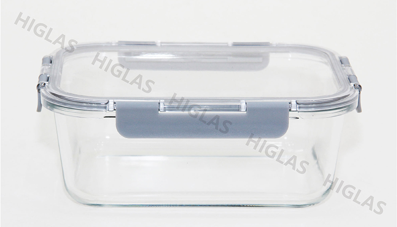 1.8l/1.3l/0.9l Rect. Borosilicate Glass High Food Container With Ms Lid