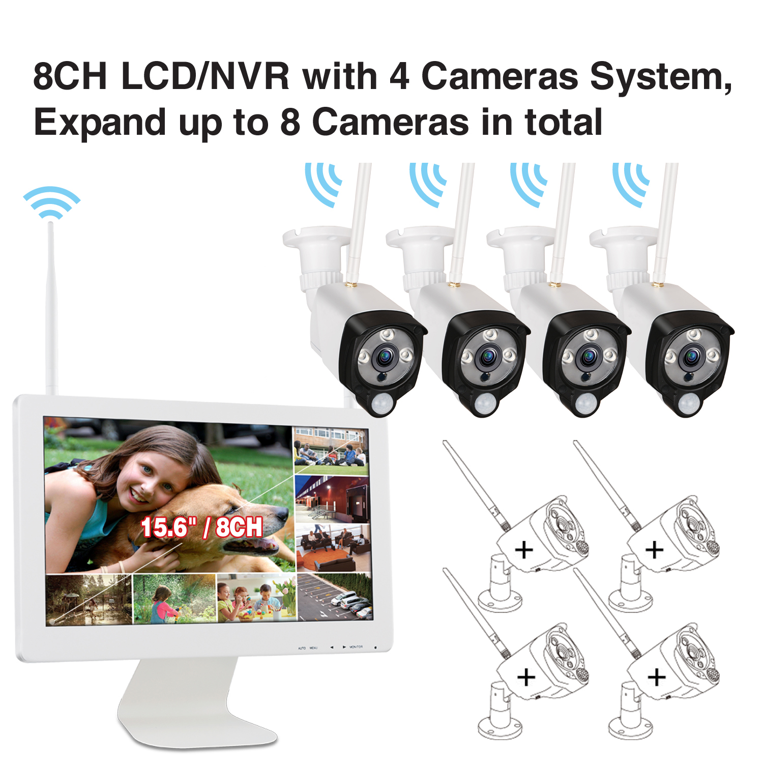 15.6inch wirelss NVR security system