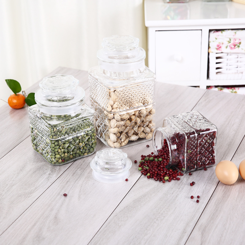 Glass jar with glass lid glass kitchen canisters food storage jar