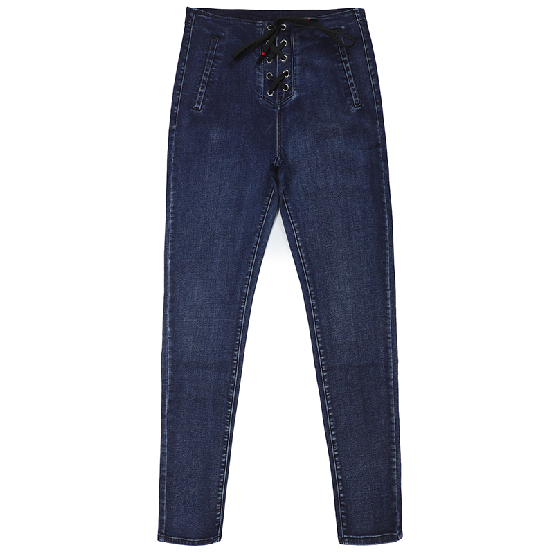 Women denim jeans with string waistband G2627