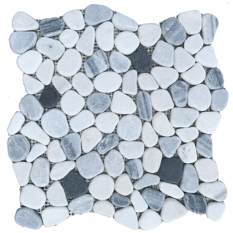 Multi Color Sliced Cobble Stone On Mesh For Floor Paver