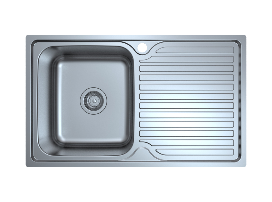 Stainless Steel Drop-in Single Bowl Sink With Drainboard, R60