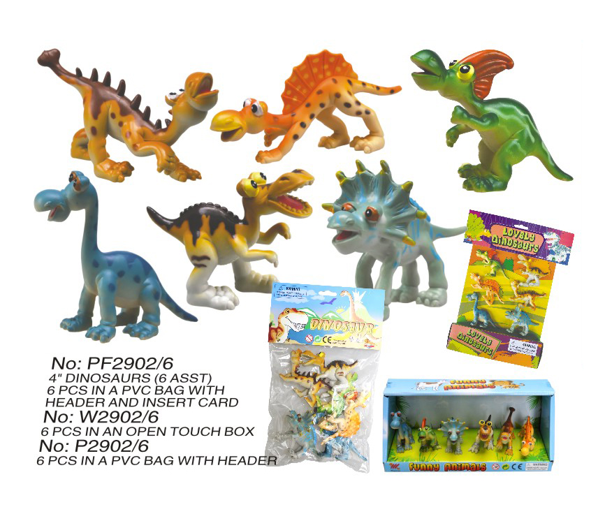 6pcs 4“cartoon Dinosaurs Set