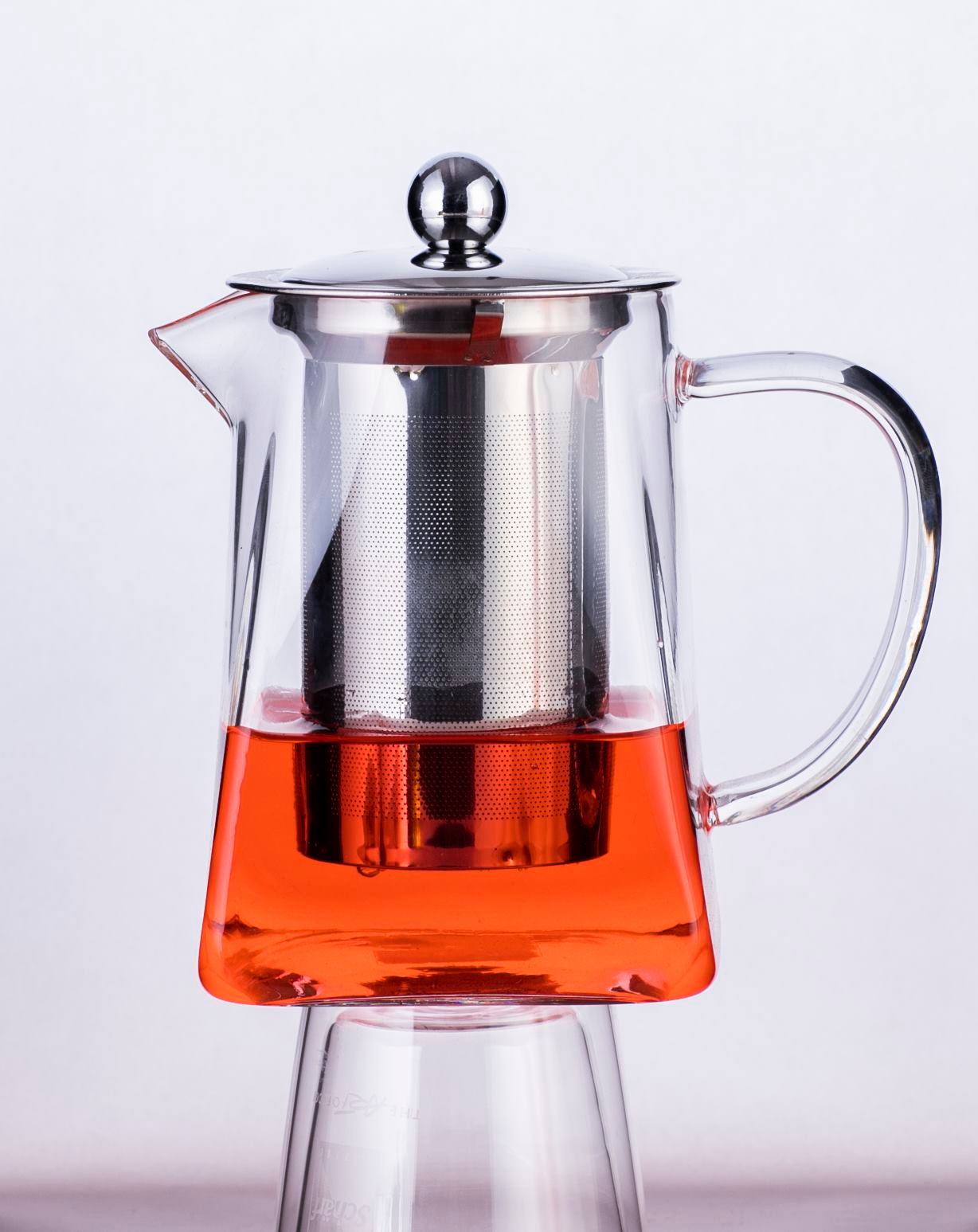 Hot Selling 500ml Taper glass tea pot for home using with stainless steel lid EU standard Cooking Available