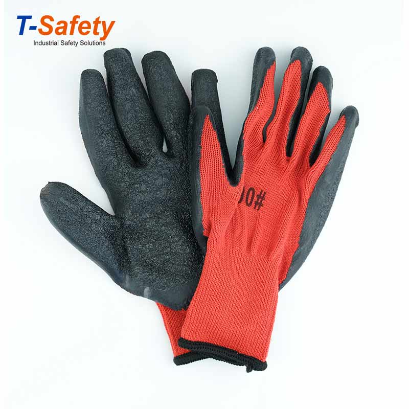 10 Gauge cotton knitted with latex crinkle coated gloves