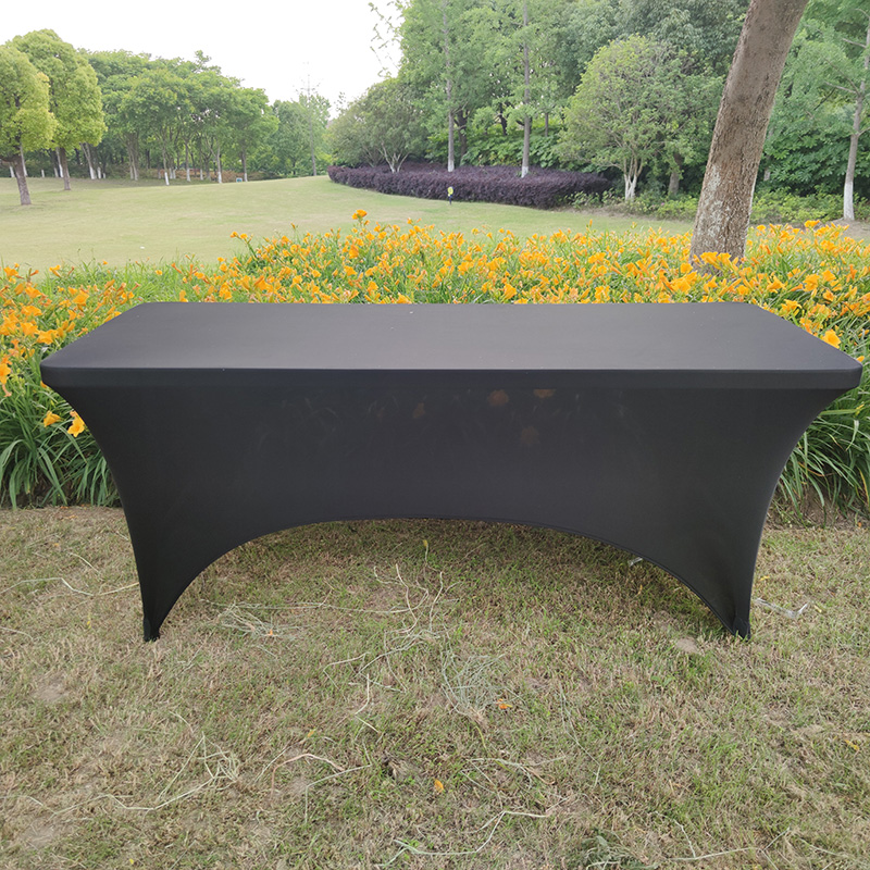 6ft rectangle black custom High stretch outdoor spandex table cloth tablecloth for hotel event party wedding decoration