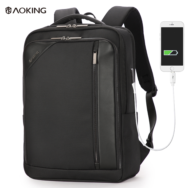 Aoking Male Dual USB Charging Large Capacity Business Travel Backpack
