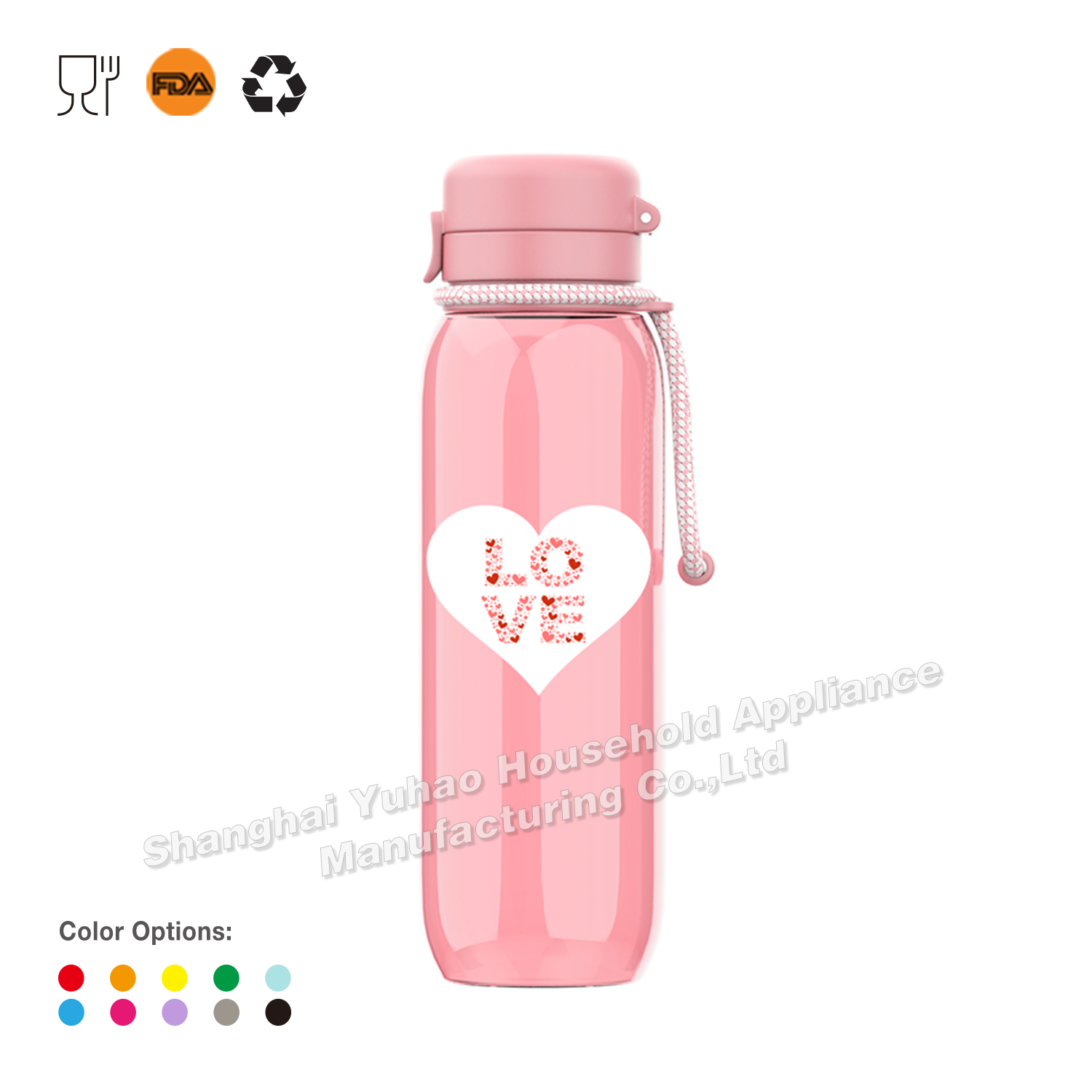 800ml Tritan Plastic Water Bottle with Strap