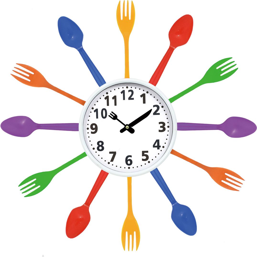 Wall clock; quartz clock; best sale; Kitchen clock; fork and spoon; gift; simple round clock; 14inch 35cm