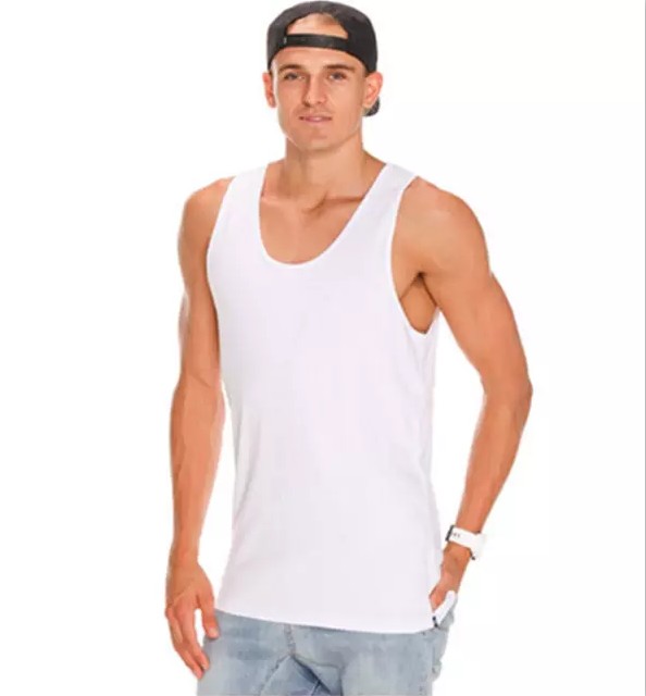 Wholesale mens cotton plain white singlet