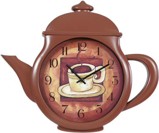 Wall clock; quartz clock; best sale; Kitchen clock; teapot; teacup; coffee; gift; creative clock