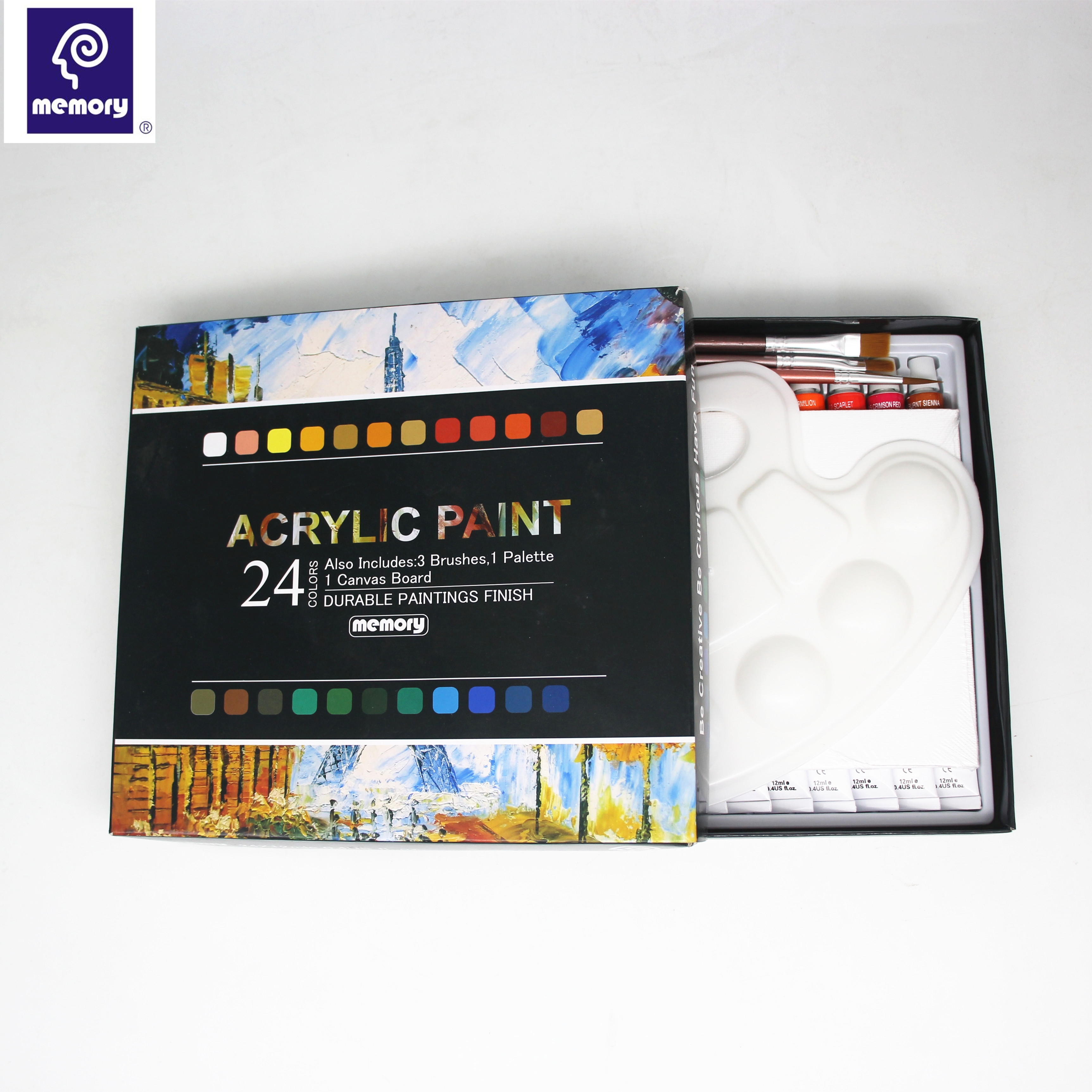 24colors 12ml acrylic color(within palette+canvas+brushes)